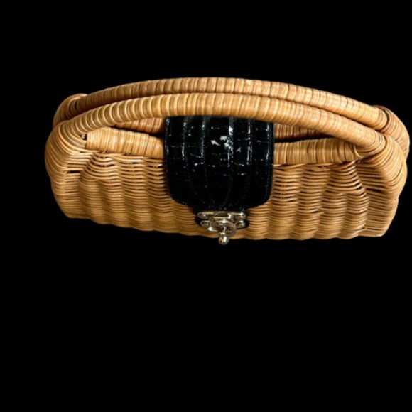 Designer Vintage Wicker Handbag - Picture 2 of 3